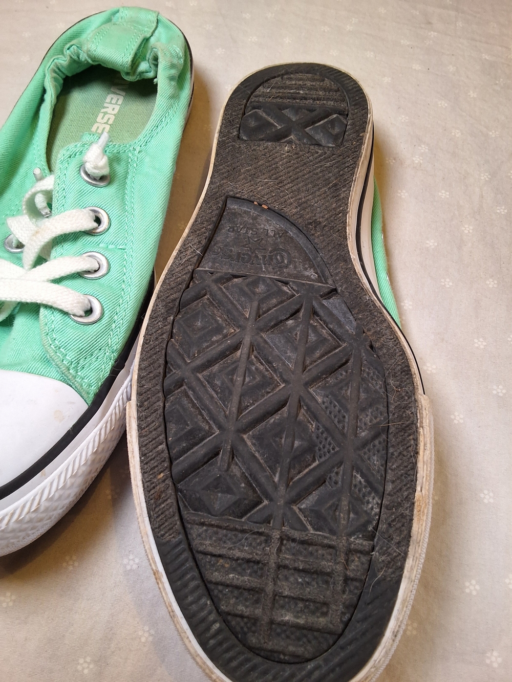 Converse Women's Low-Top Slip-On Sneakers in Mint Green and White - Picture 3 of 6